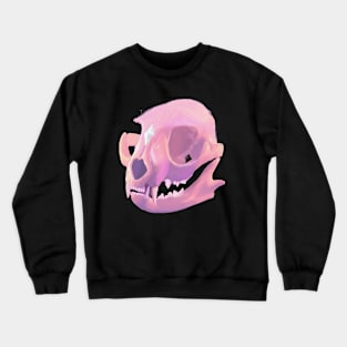 Pink Cat Skull With Crystal Crewneck Sweatshirt